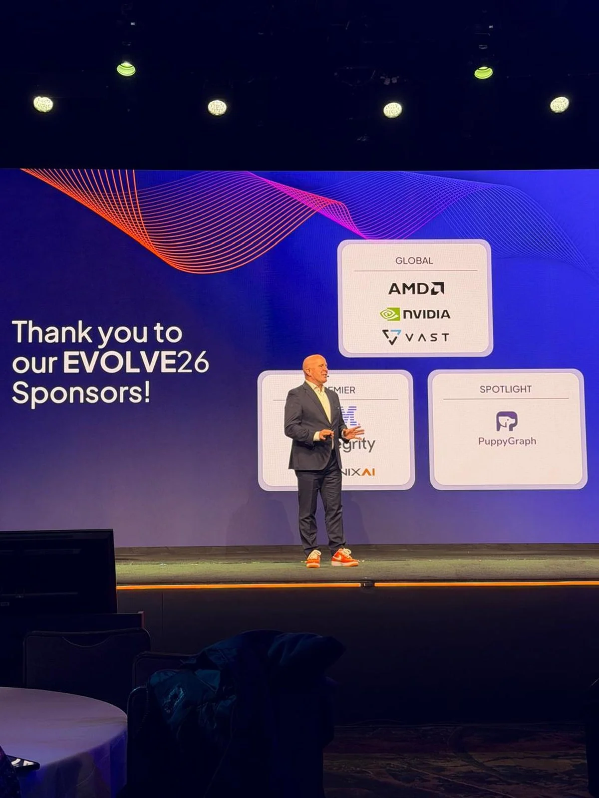 The EVOLVE26 sponsor slide as the keynote kicked off